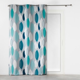 Rideau a oeillets 140 x 240 cm coton imprime leafy Bleu