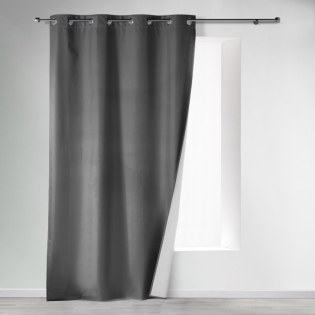 Rideau a oeillets 140 x 260 cm polyester uni thermique icemount Anthracite