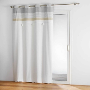 rideau a oeillets 140 x 240 cm coton+top pompons iliade