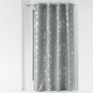 Rideau a oeillets 140 x 260 cm polyester imprime metallise bloomy Gris/argent