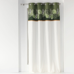 rideau a oeillets 140 x 240 cm coton uni+top imprime+jute guinee