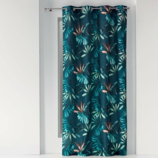 rideau a oeillets 140 x 260 cm polyester imprime blue garden