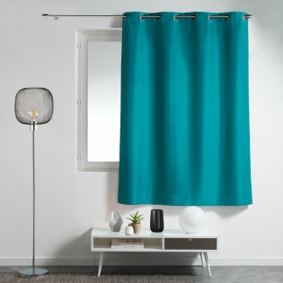 Rideau a oeillets metal 140 x 180 cm polyester uni essentiel Petrole