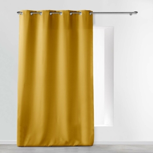 Rideau a oeillets metal 140 x 260 cm polyester uni essentiel Miel