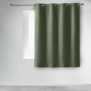 Rideau occultant à œillets 140 x 180 cm – Uni Kaki – Petite hauteur –
