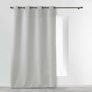 Rideau a oeillets metal 140 x 260 cm polyester uni essentiel Gris