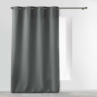 Rideau a oeillets metal 140 x 260 cm polyester uni essentiel Beton