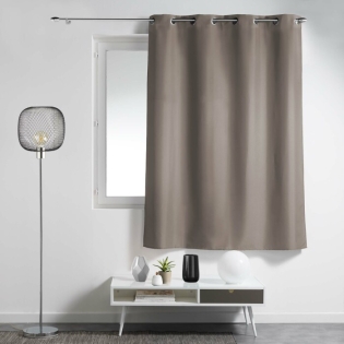 Rideau a oeillets metal 140 x 180 cm polyester uni essentiel Taupe