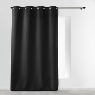 Rideau a oeillets metal 140 x 260 cm polyester uni essentiel Noir