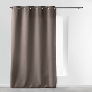 Rideau a oeillets metal 140 x 260 cm polyester uni essentiel Taupe