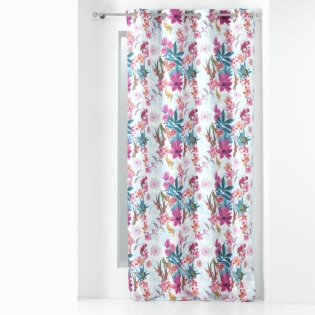Rideau a oeillets 140 x 260 cm polyester imprimé Exotic paradise Blanc