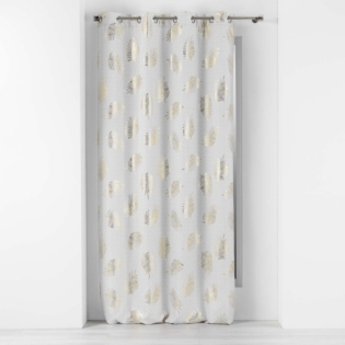 rideau a oeillets 140 x 260 cm polyester imprime metallise sunny gold