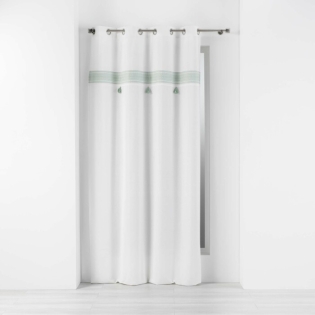 Rideau tamisant 140 x 240 cm coton + haut brodé Amaya Menthe