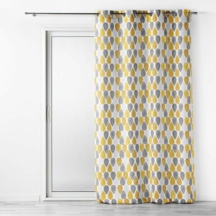 Rideau Tamisant a oeillets 140 x 260 cm polyester Palpito Jaune/blanc