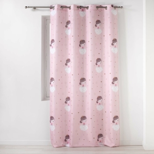 Rideau a oeillets 140 x 260 cm polyester imprime petite princesse Rose