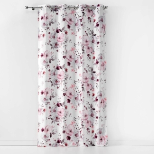 Rideau a oeillets 140 x 240 cm velours imprime velvet flower Blanc