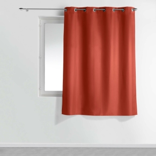 Rideau a oeillets metal 140 x 180 cm polyester uni essentiel Terracotta