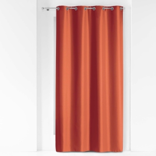 Rideau a oeillets metal 140 x 280 cm polyester uni essentiel Terracotta