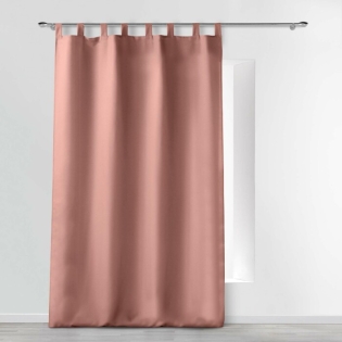Rideau a passants 140 x 260 cm polyester uni essentiel Rose Poudre