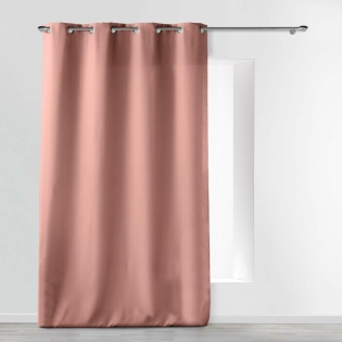 Rideau grande hauteur 140 x 280 cm polyester uni Essentiel Rose poudré