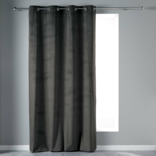 Rideau a oeillets 140 x 240 cm velours uni velvetine Anthracite