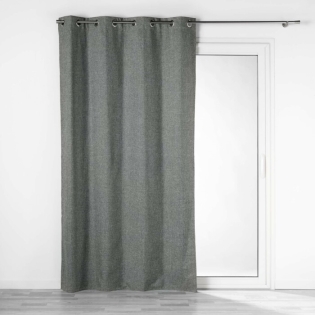 Rideau a oeillets 140 x 260 cm 100% occultant/chambray uni Crepuscule Anthracite