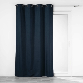 Rideau a oeillets 140 x 260 cm 100% occultant/chambray uni Crepuscule Bleu