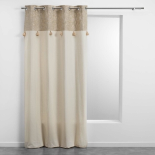 Rideau a oeillets 140 x 240 cm polycoton uni + haut métallisé Sultan Or