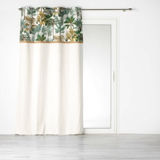 Rideau a oeillets 140 x 240 cm coton + haut imprimé jute Balinesia