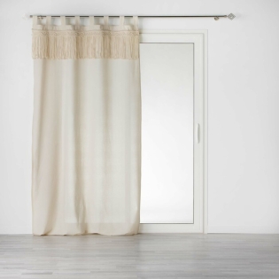 Rideau à Passants 140 X 240 Cm Polycoton Uni et Top Macrame, Samaya