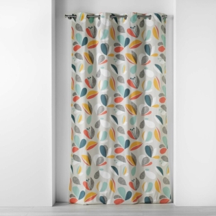 Rideau a oeillets 140 x 240 cm coton imprimé Panaflore GrisNaturel