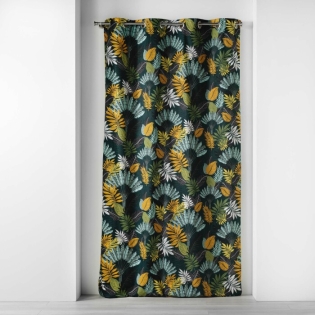 Rideau a oeillets 140 x 240 cm coton imprimé Panazio Bleu-Jaune