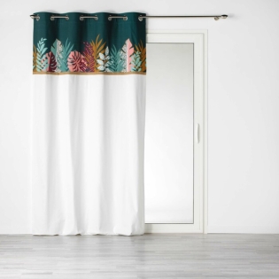 Rideau a oeillets 140 x 240 cm coton uni+ haut en jute Jacala