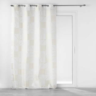 Rideau a oeillets 140 x 260 cm polyester imprime metallise lineor Blanc/or