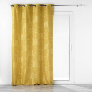 Rideau a oeillets 140 x 260 cm polyester imprime metallise lineor Jaune/or
