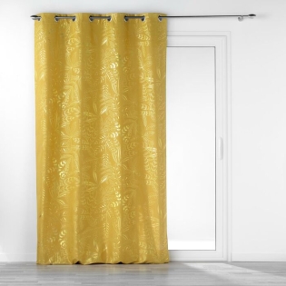 Rideau à oeillets 140 x 260 cm Imprimé métalillisé Belflor Jaune/Or