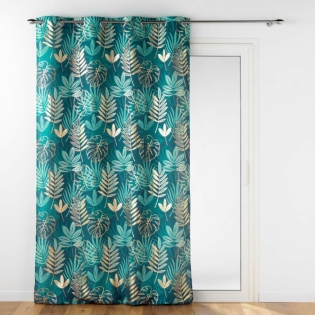 Rideau déco à oeillets 140 x 260 cm polyester imprimé Ornella Emeraude