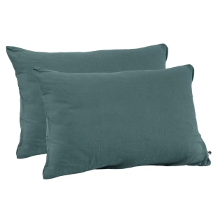 Lot de 2 Taies d’Oreiller en Double Gaze de Coton – 50 x 70 cm – Blen canard