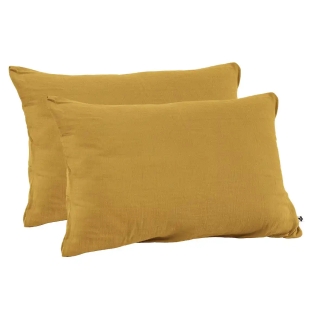 Lot de 2 Taies d’Oreiller en Double Gaze de Coton – 50 x 70 cm – Safran