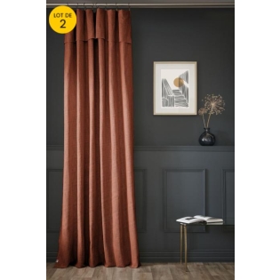 Lot de 2 Rideaux en coton Ajustables Sixtine – Terracotta – 140 x 270 cm