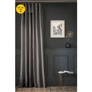 Lot de 2 Rideaux en coton Ajustables Sixtine – Ardoise – 140 x 270 cm