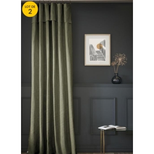 Lot de 2 Rideaux en coton Ajustables Sixtine – Thym – 140 x 270 cm