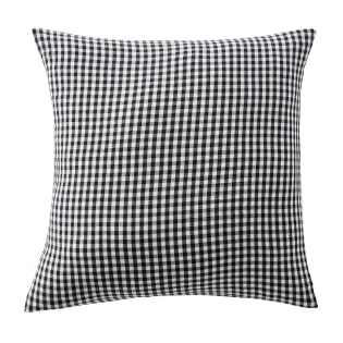 Taie d'oreiller carrée 60x60 cm en gaze de coton tissée – Modèle Vickie Noir