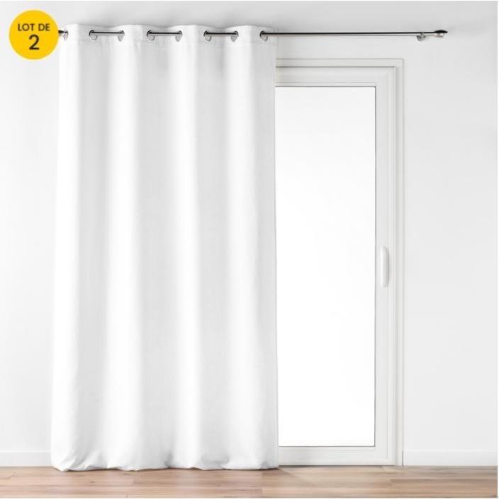 Lot de 2 Rideaux à œillets 140 x 260 cm – Velours à relief Verra Blanc