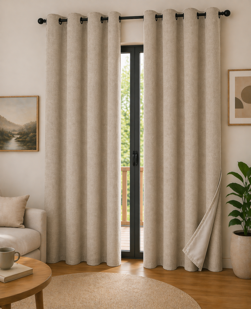 Lot de 2 Rideaux 140 x 240 cm – Blackout total & Thermique – Double polaire – Pampa