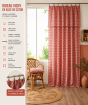 Rideau Ajustable 140 x 300 cm Double Gaze de Coton Vichy VICKIE – Terracotta