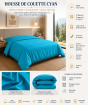 Housse de Couette 260 x 240 cm – 100% Coton 57 Fils/cm² – Cyan