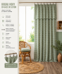 Rideau Ajustable 140 x 300 cm Double Gaze de Coton Vichy VICKIE – Romarin