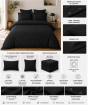 Parure de Lit Complète 240 x 220 cm Noir - 100% Coton 57 Fils - Drap-Housse 140x190 + 4 Taies