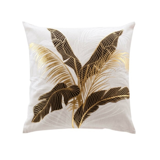 Coussin dehoussable 45 x 45 cm coton imprime or Aileen